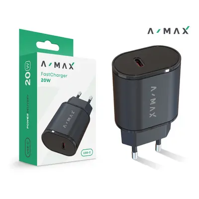 Chytrá nabíječka A-MAX Power Delivery 20W USB-C, černá