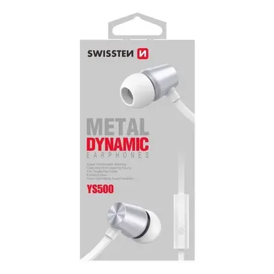 Sluchátka Swissten Earbuds Dynamic YS500, stříbrnobílá