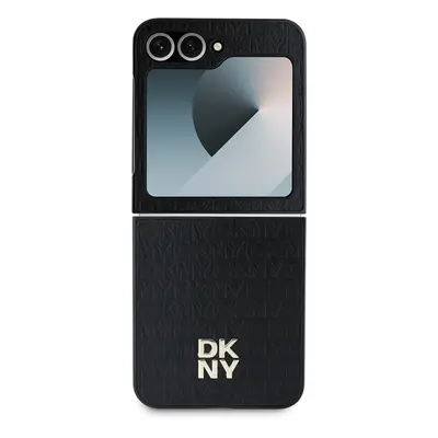 Zadní kryt DKNY PU Leather Repeat Pattern Stack Logo pro Samsung Galaxy Z Flip6, černá