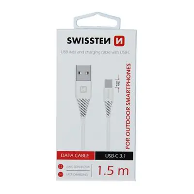 Datový kabel SWISSTEN USB / USB-C 3.1 white 1,5m (9mm)