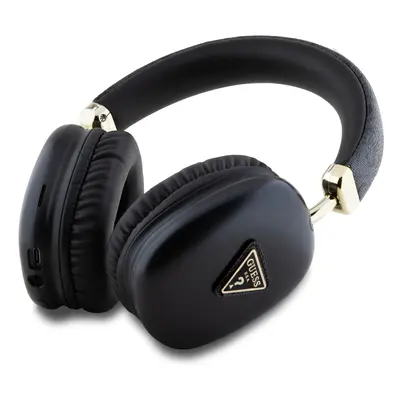 Guess PU Leather 4G Triangle Logo Bluetooth Stereo Headphone, černá