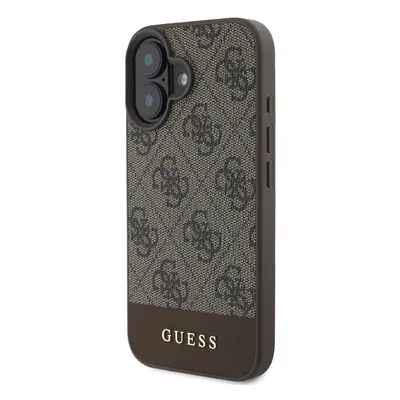 Zadní kryt Guess PU 4G Stripe pro Apple iPhone 16, hnědá