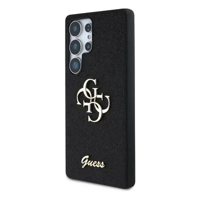 Zadní kryt Guess PU Fixed Glitter 4G Metal Logo pro Samsung Galaxy S25 Ultra, černá