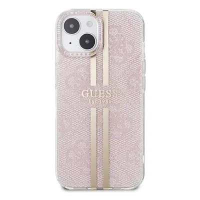 Zadní kryt Guess IML 4G Gold Stripe pro Apple iPhone 15, růžová