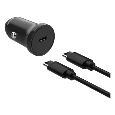 Set autonabíječky FIXED s USB-C výstupem a USB-C/USB-C kabelem, podpora PD, 1m, 20W, černá