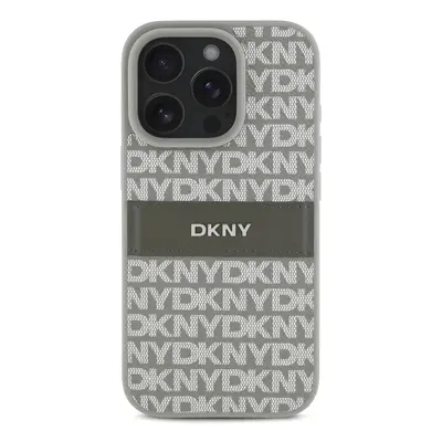 Zadní kryt DKNY PU Leather Repeat Pattern Tonal Stripe pro Apple iPhone 16 Pro, béžová