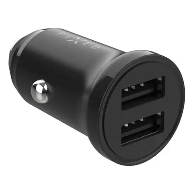 Set autonabíječky FIXED s 2xUSB a USB/USB-C kabelem, 1m, 15W Smart Rapid Charge, černá