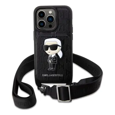 Ochranný kryt Karl Lagerfeld Saffiano Monogram Crossbody popruh Ikonik NFT pro Apple iPhone 14 P