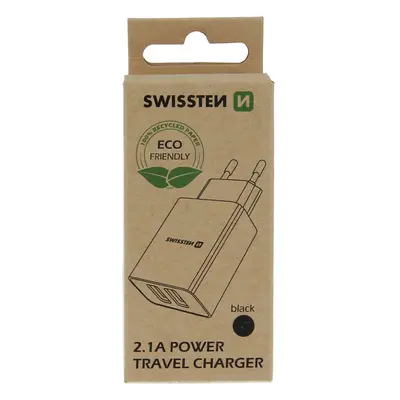 Síťový adaptér Swissten Smart IC 2x USB, 2,1A Power, černá