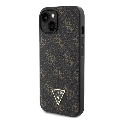 Zadní kryt Guess PU Leather 4G Triangle Metal Logo pro Apple iPhone 14, černá