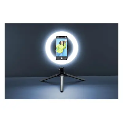 Tripod Cellularline Selfie Ring s LED osvětlením pro selfie fotky a videa, černá