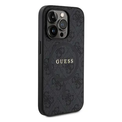 Zadní kryt Guess PU Leather 4G Colored Ring MagSafe pro Apple iPhone 14 Pro, černá