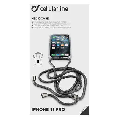 Cellularline Neck-Case zadní kryt čirý pro Apple iPhone 11 Pro, s černou šňůrkou