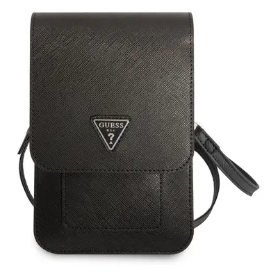 Taška Guess PU Saffiano Triangle Logo Phone Bag, černá