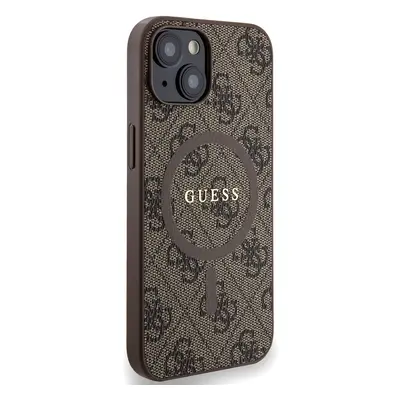 Zadní kryt Guess PU Leather 4G Colored Ring MagSafe pro Apple iPhone 14, hnědá