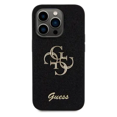 Zadní kryt Guess PU Fixed Glitter 4G Metal Logo pro Apple iPhone 15 Pro, černá