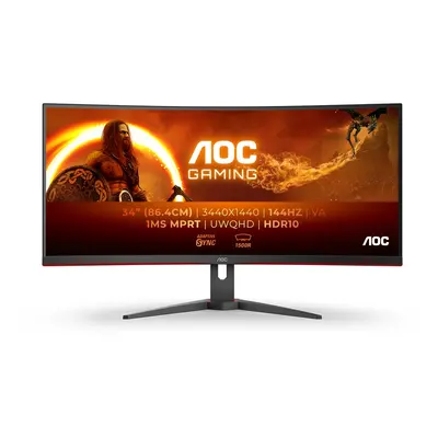 34" AOC CU34G2XE-BK VA/3440x1440/144Hz/1ms/Blck-Red