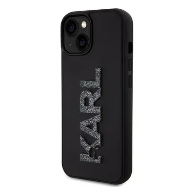 Zadní kryt Karl Lagerfeld 3D Rubber Glitter Logo Karl pro Apple iPhone 15, černá