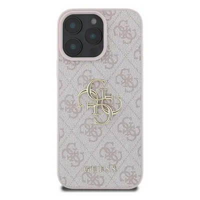 Zadní kryt Guess PU 4G Metal Logo pro Apple iPhone 16 Pro, růžová