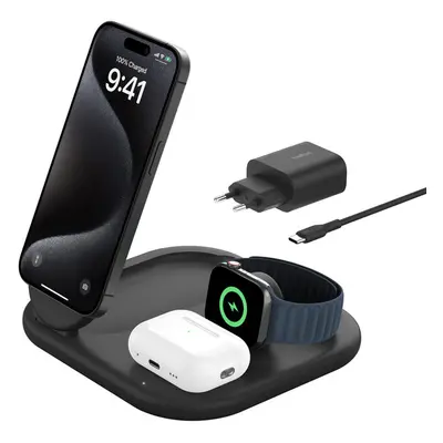 Skládací dobíjecí stojan Belkin Boost Charge Qi2 5w Magnetic 3in1, černá