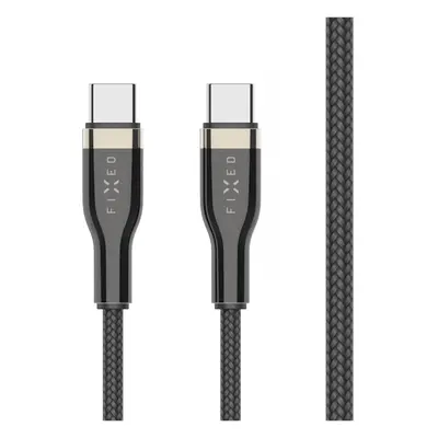 Nabíjecí a datový opletený kabel FIXED, 100W, USB-C/USB-C, podpora PD, 1.2m, USB 2.0, černá