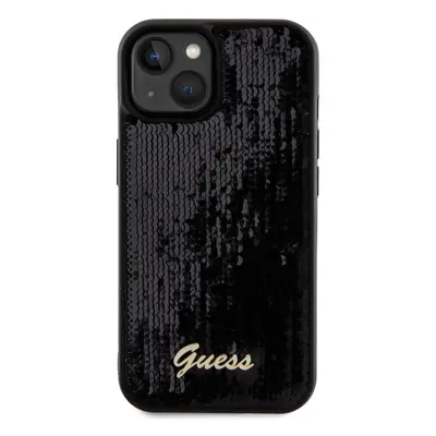 Zadní kryt Guess Sequin Script Logo pro Apple iPhone 15, černá