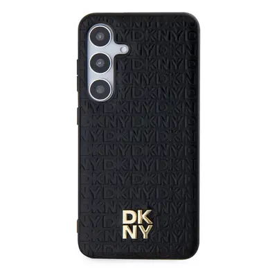 Zadní kryt DKNY PU Leather Repeat Pattern Stack Logo MagSafe pro Samsung Galaxy S24, černá