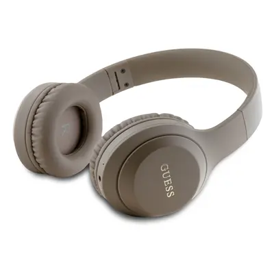 Sluchátka Guess Classic Silver Logo Bluetooth Stereo Headphone, hnědá