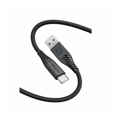 Swissten Soft Silicone USB/USB-C 0,4m, 60W černá