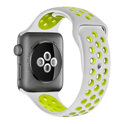 Silikonový řemínek COTEetCI Sports Dot Band pro Apple Watch 42/44mm, šedá-žlutozelená