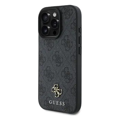 Zadní kryt Guess PU 4G Small Metal Logo MagSafe pro Apple iPhone 16 Pro, šedá