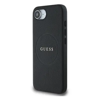 Zadní kryt Guess PU Grained Classic Logo MagSafe pro Apple iPhone 16e, černá