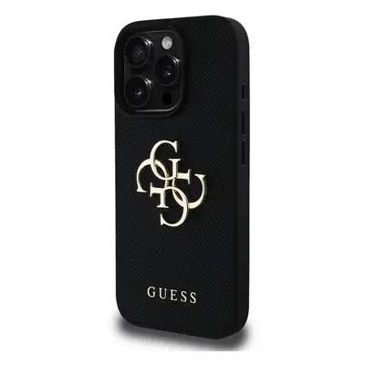 Zadní kryt Guess PU Grained 4G Metal Logo pro Apple iPhone 15 Pro, černá