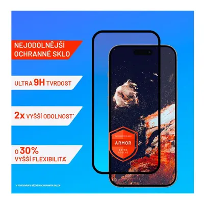 Prémiové ochranné tvrzené sklo FIXED Armor s aplikátorem pro Apple iPhone 15/16, černá