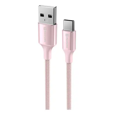 Swissten Textile II USB/USB-C, 1,5m růžová