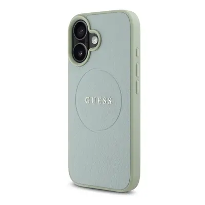 Zadní kryt Guess PU Grained Classic Logo MagSafe pro Apple iPhone 16, zelená