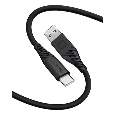 Swissten Soft Silicone USB/USB-C 1,5m, 60w černá