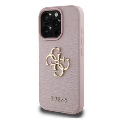 Zadní kryt Guess PU Grained 4G Metal Logo pro Apple iPhone 15 Pro, růžová