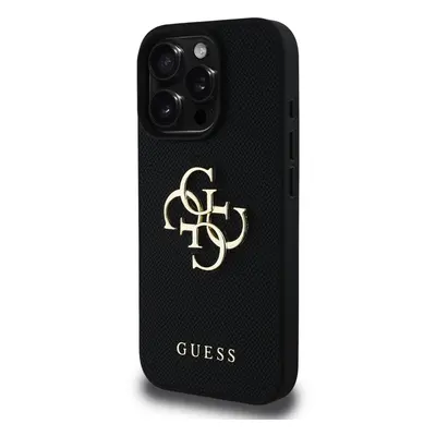 Zadní kryt Guess PU Grained 4G Metal Logo pro Apple iPhone 15 Pro Max, černá