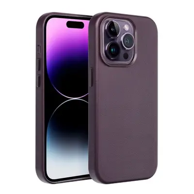 Ochranný kožený kryt Mag Cover pro Apple iPhone 14 Pro Max, tmavě fialová