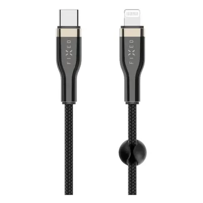 Dlouhý nabíjecí a datový opletený kabel FIXED s konektory USB-C/Lightning a podporou PD, 2m, MFI