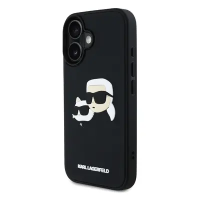 Zadní kryt Karl Lagerfeld 3D Rubber Double Heads pro Apple iPhone 16, černá