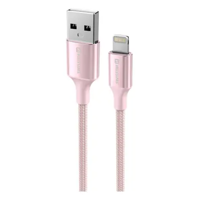 Swissten Textile II USB/Lightning, 1,5m růžová