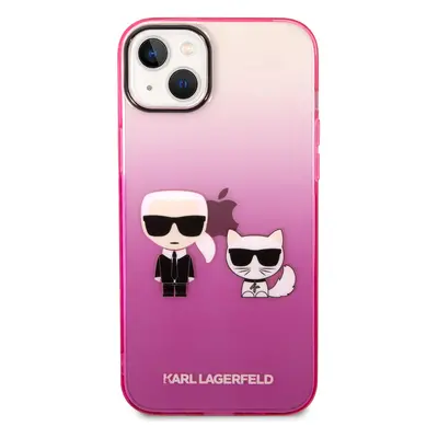 Zadní Kryt Karl Lagerfeld Gradient Karl and Choupette pro Apple iPhone 14 Plus, růžová