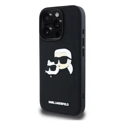 Zadní kryt Karl Lagerfeld 3D Rubber Double Heads pro Apple iPhone 16 Pro Max, černá