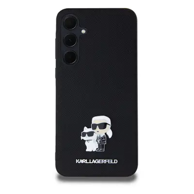 Zadní kryt Karl Lagerfeld PU Saffiano Metal Karl and Choupette pro Samsung Galaxy A35 5G, černá