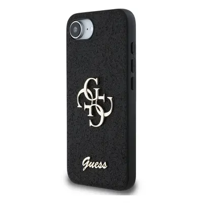 Zadní kryt Guess PU Fixed Glitter 4G Metal Logo pro Apple iPhone 16e, černá