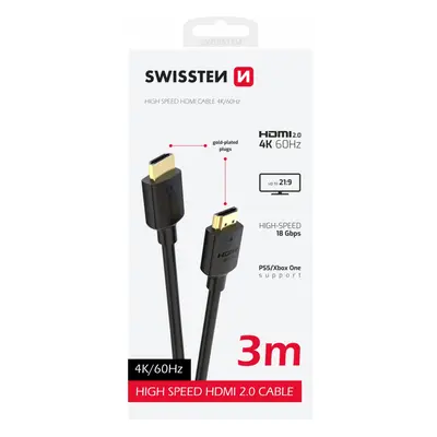 Swissten HDMI/HDMI 4K 60Hz 3m PVC