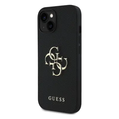 Zadní kryt Guess PU Grained 4G Metal Logo pro Apple iPhone 14, černá