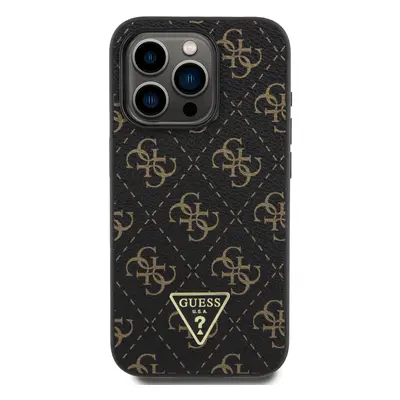 Zadní kryt Guess PU Leather 4G Triangle Metal Logo pro Apple iPhone 15 Pro, black